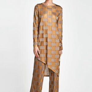 Zara Checkerboard Asymmetrical Tunic Dress size medium
